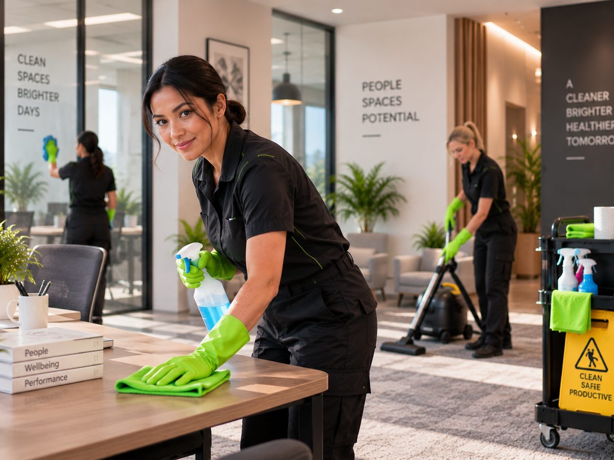 Fresh + Clean crew servicing a Southwest Florida office lobby